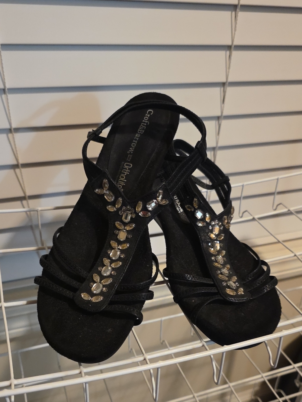 croft & barrow Black Jeweled T-Strap Dress Sandals